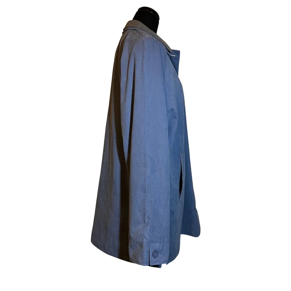 London‎ Fog Faux Suede Trench Coat Jacket in Baby Blue and Grey, Women's Size XL